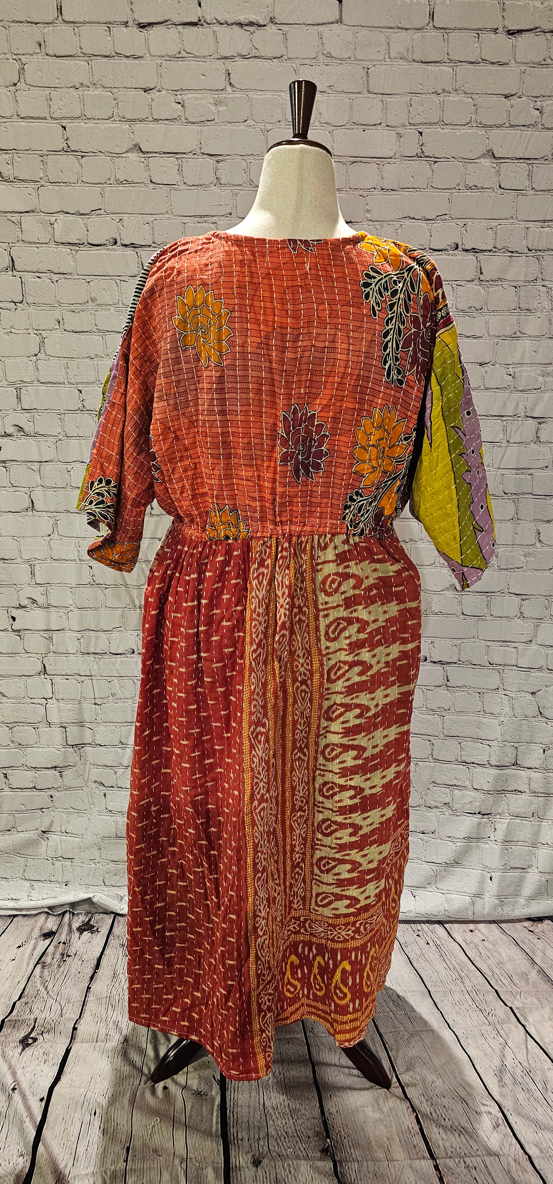 Mosswynd Kantha dress back in cotton, designed for everyday bohemian style and comfort.