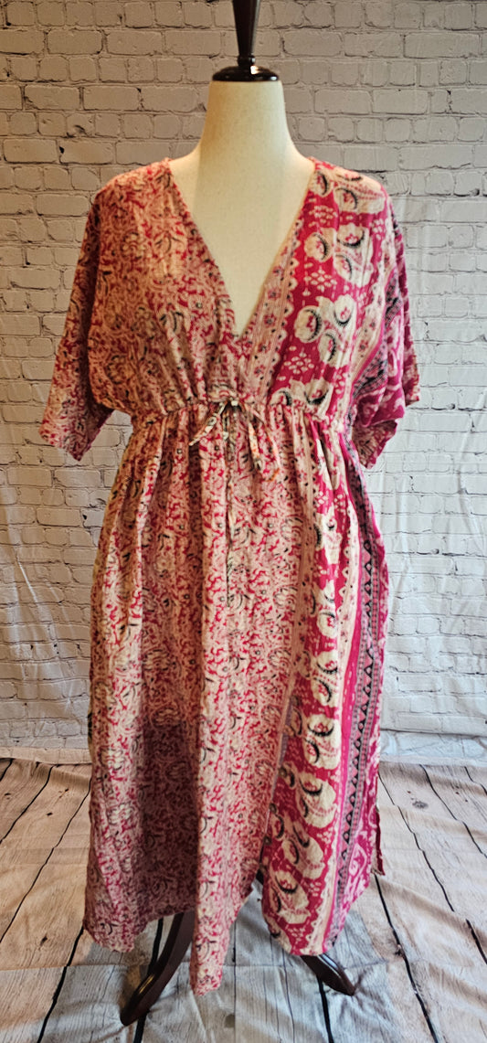 Mosswynd Kantha dress front in cotton, designed for everyday bohemian style and comfort.