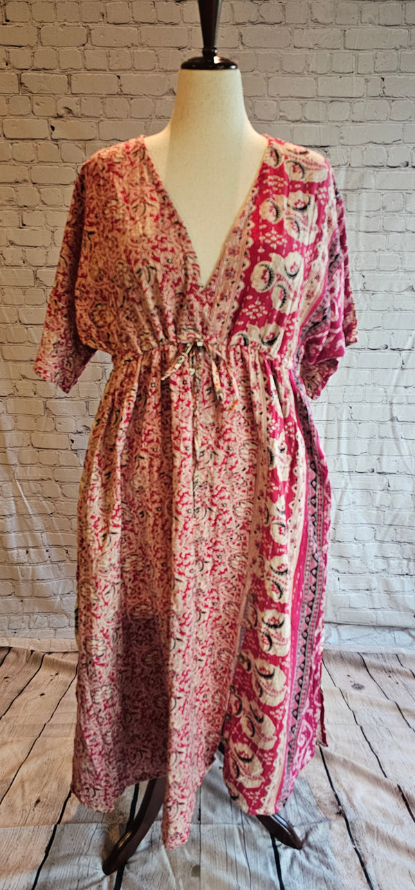 Mosswynd Kantha dress front in cotton, designed for everyday bohemian style and comfort.
